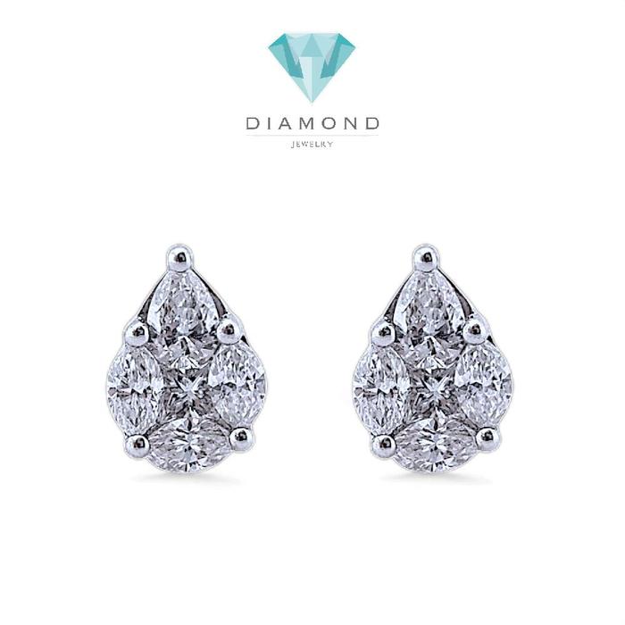 Tear Drop Diamond Earring 18K / Diamond Jewelry-398AB3591SD-HT