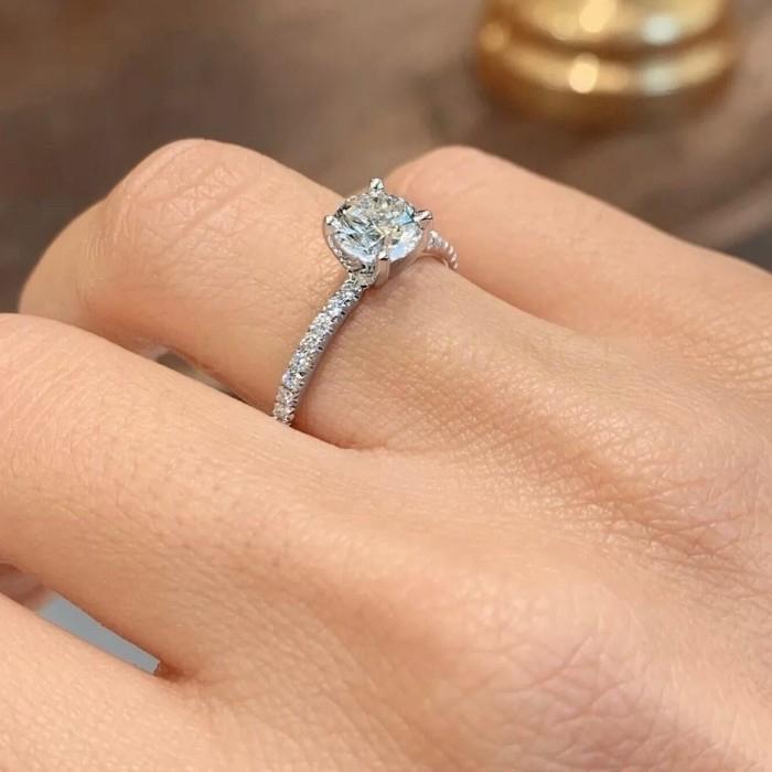 Solitaire lab ground diamond ring 18k-Elsy Jewelry