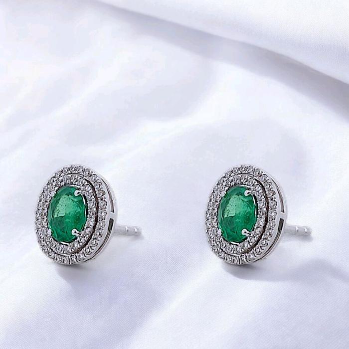 Emerald Diamond Earring 18K / Diamond Jewelry