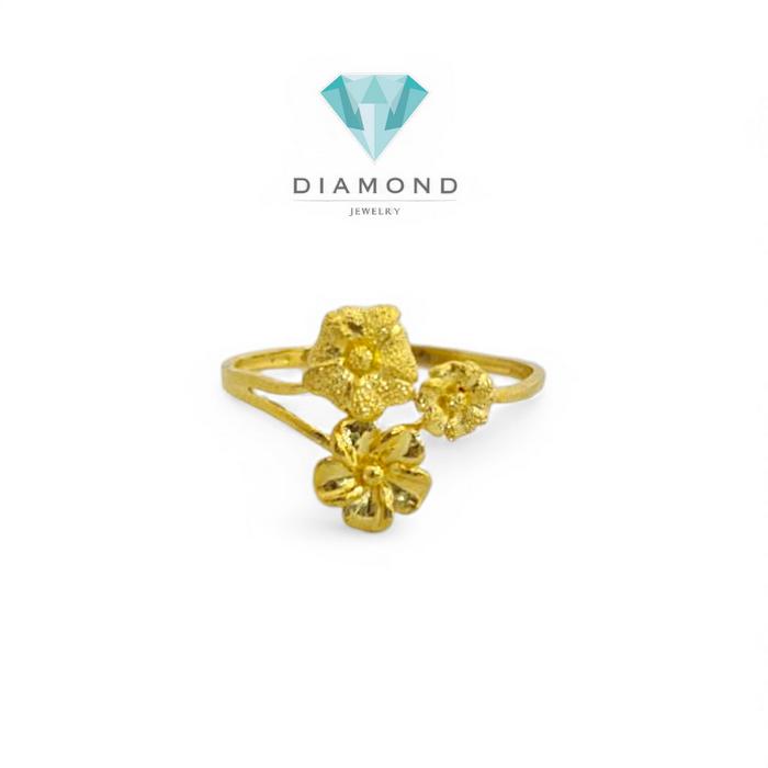 Cincin Mas Model Bunga 24K-Diamond Jewelry