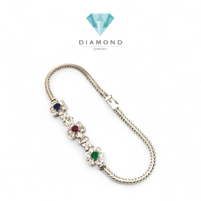 Diamond tristone Bracelet Stone 18K/ diamond tristone gelang 18k
