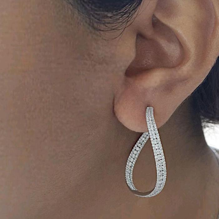 Diamond Earring Hoop  Big Gypsy 18 K white gold Diamond Jewelry