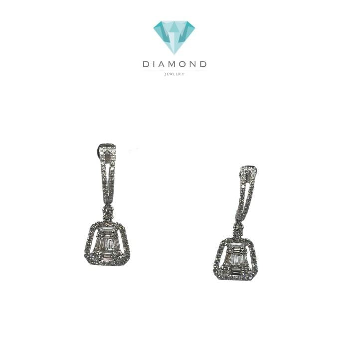 Anting Baguette Diamond Earring 18k White Gold-Diamond Jewelry
