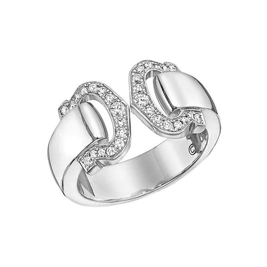 Diamond Ring Double C 18K Rose Gold Diamond Jewelry-25CBM710LSWP-HT