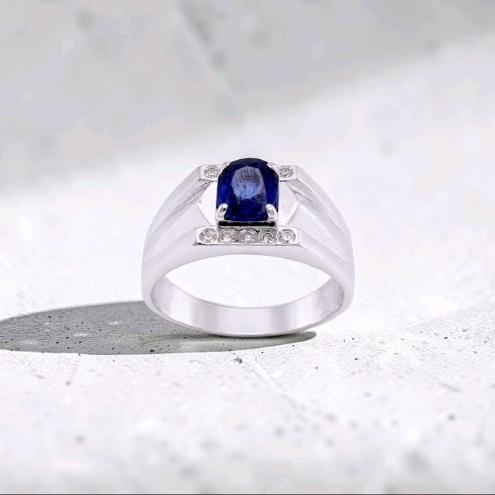 Blue Sapphire Diamond Ring 18K / Cincin Berlian Blue Sapphire 18K / Diamond Jewelry / SR0054722