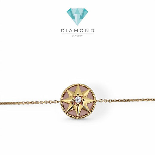 Star Lucky Diamond pink opal Bracelet 18K / Diamond Jewelry