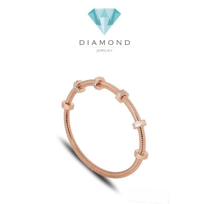 Screw Diamond Bangle Bracelet 18K Rose Gold Ecreu-Diamond Jewelry-192GBSM38000RY-HT