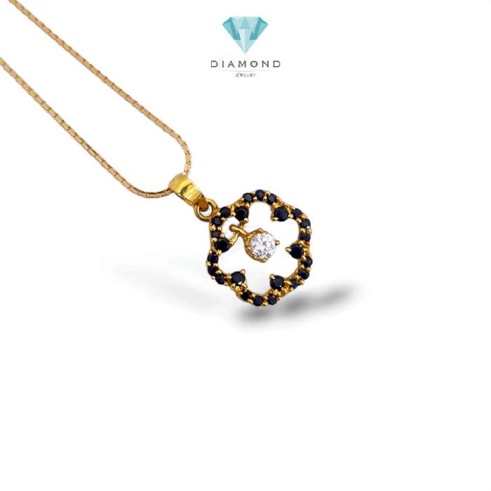 Black Flower Gold Pendants 23K / Diamond Jewelry / 173LMSWP2