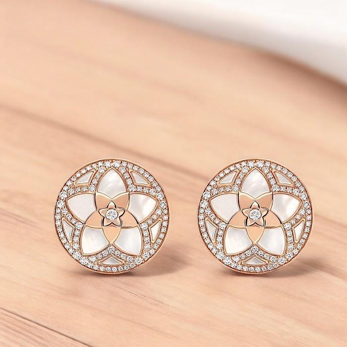 Flowers Diamond MOP Earrings / Diamond jewelry-75ABD116000AB-HT
