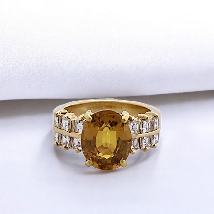 Yellow citrin Diamond Ring 18K / Diamond Jewelry