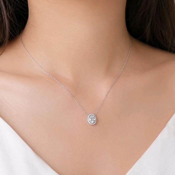 Oval Pendant Diamond 18K / Liontin Diamond Oval 18K / Diamond Jewelry / 2LBGT1240WPLS