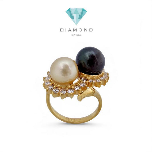 Pearl Double duo Color Diamond 18K / Diamond Jewelry