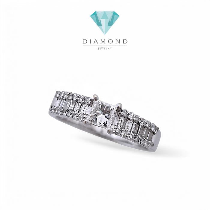 Princess Cut Solitaire Diamond Ring 18K / Diamond Jewelry-355CB710LS-HT