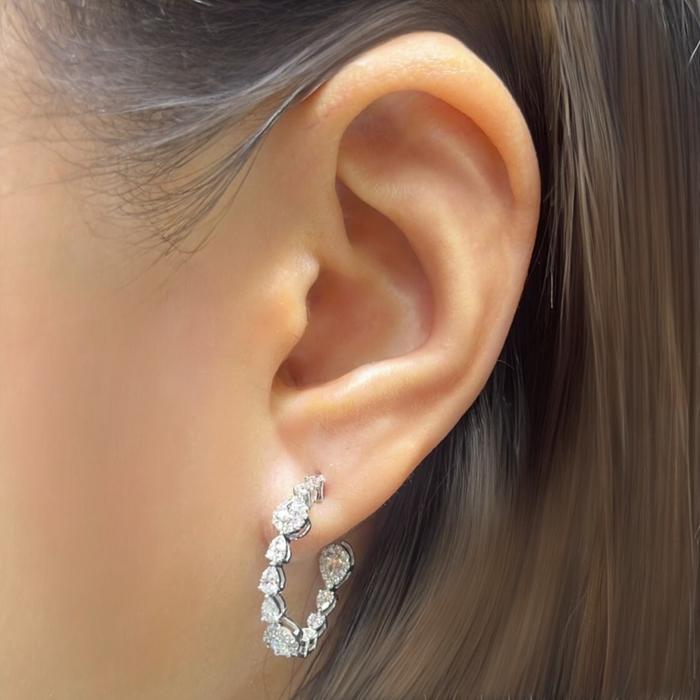 Hoop Tear Earring Diamond 18K-Diamond Jewelry-1AB3120AN-HT