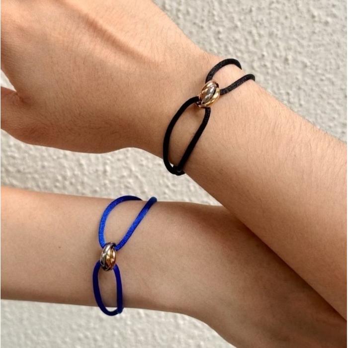 Trinity Tricolor in rope bracelet gold crt 18k / gelang tali robe 18k tricolor-Diamond Jewelry