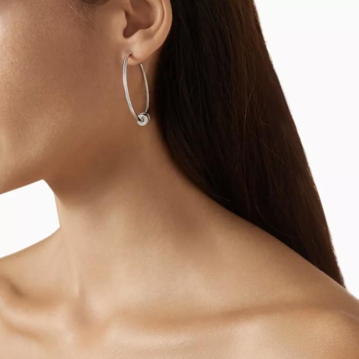 Diamond earring hoop 18k white gold-Diamond Jewelry