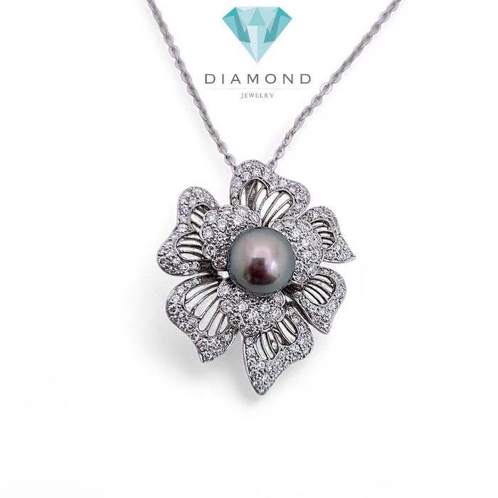 Liontin Flower Pearl Diamond 18K / Diamond Jewelry