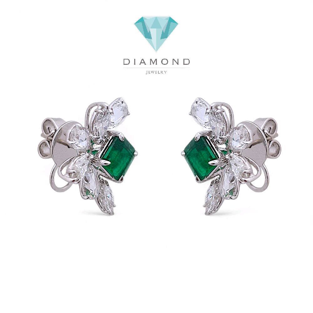 Leaf Emerald Diamond Earring 18K / Anting Berlian Emerald Daun 18K / Diamond Jewelry 20BA7000VN-HT
