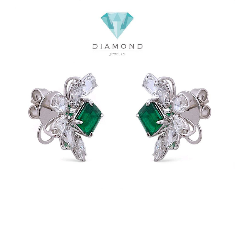 Leaf Emerald Diamond Earring 18K / Anting Berlian Emerald Daun 18K / Diamond Jewelry 20BA7000VN-HT