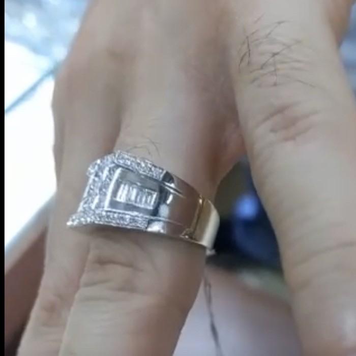 Diamond Ring Man Square white gold 18k -Diamond Jewelry