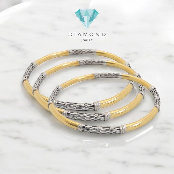 Gelang Emas Keroncong 2 Warna 22K-Diamond Jewelry-400GMSLS-HT