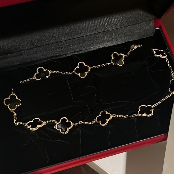 Clover Necklace 10 Vintage Onyx 18K Gold-Diamond Jewelry-85KBD160000AB-HT