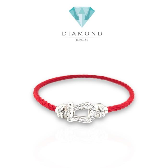 Red white gold pave diamond buckle horseshoe frd-Diamond Jewelry