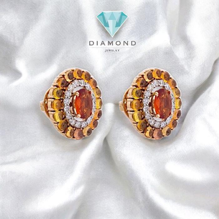 Anting Batu Sapphire Citrine Diamond Oval Berlian 18K-Diamond Jewelry-403BA6279SD-HT