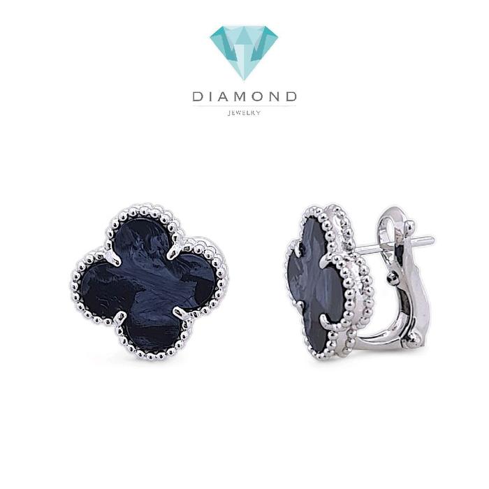 Clover Pietersite vintage Earring 18K / Diamond Jewelry