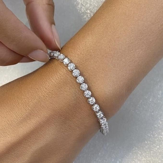 Tennis Diamond Round illusion Bracelet 18K / Diamond Jewelry