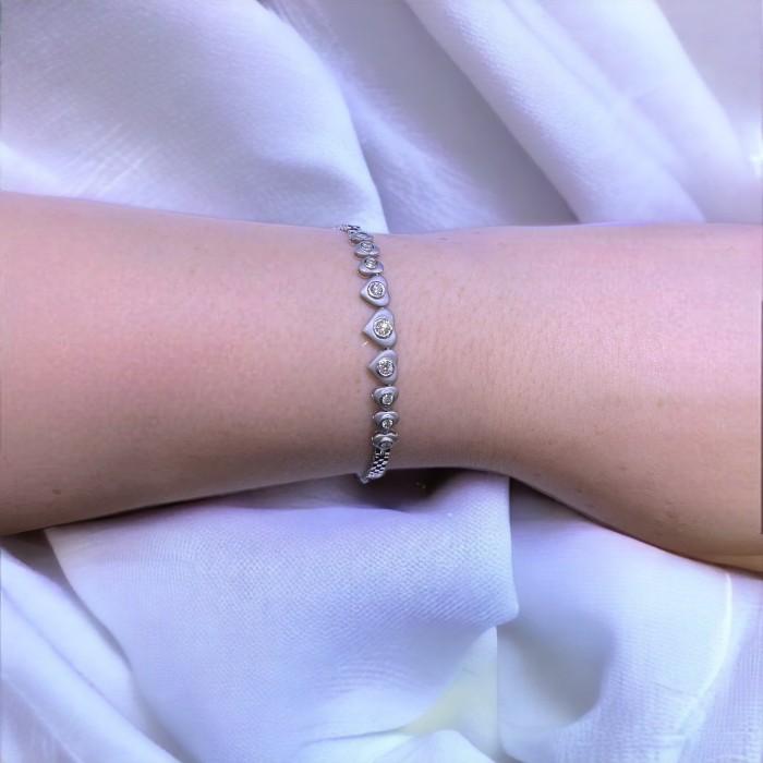 Diamond Hearts bracelet 18k white gold-Diamond Jewelry