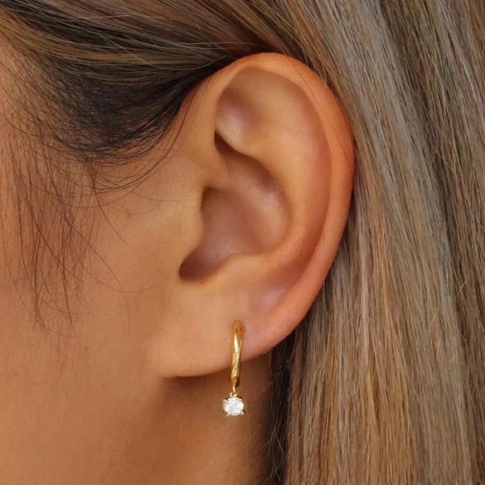 Anting emas klep sole gantung 18k-Diamond Jewelry