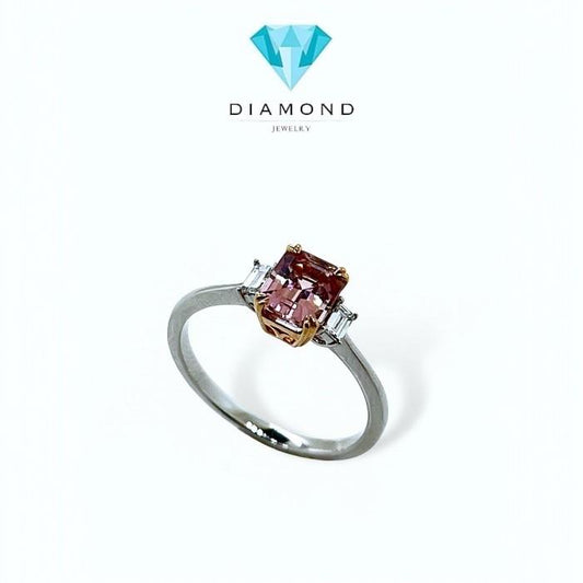 Tourmalinw pink Diamond Ring 18K/Cincin berlian pink turmalin