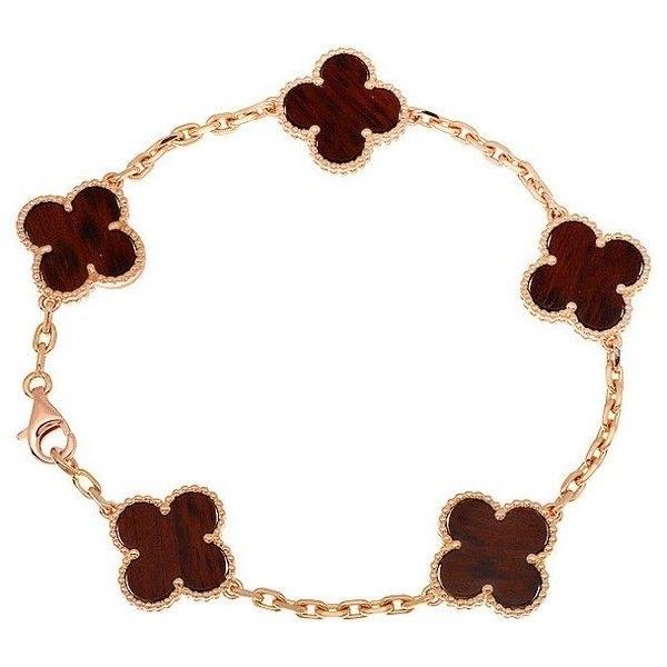 Wood clover vancleef bracelet 18KRoae Gold Diamond Jewelry