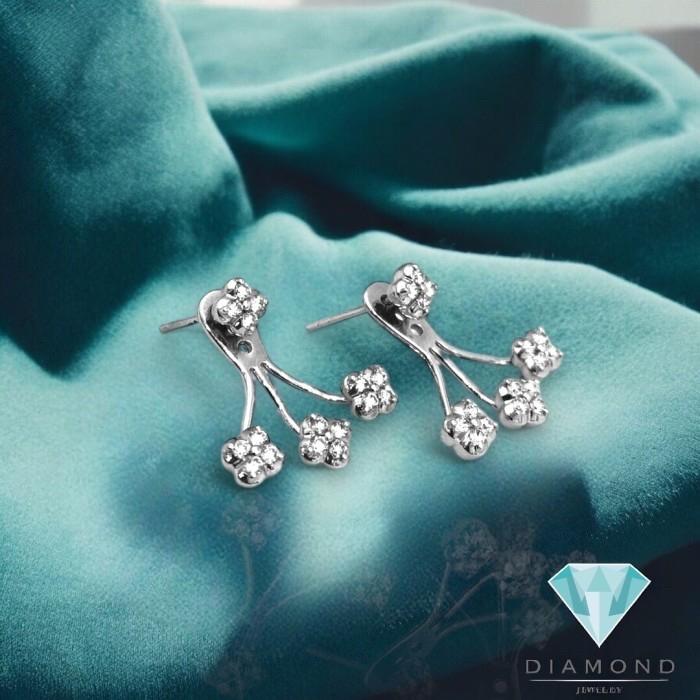 Giwang berlian jacket bunga 18k/diamond earring flower clover jacket 18k-Diamond Jewelry