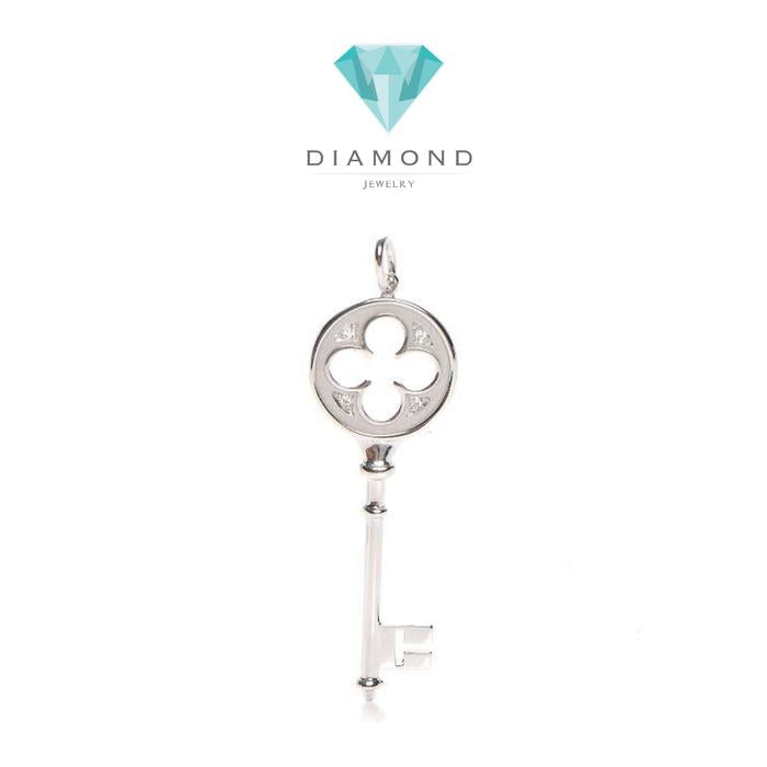 Key white gold 18 K pendant with Diamond Tif Diamond Jewelry