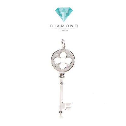 Key white gold 18 K pendant with Diamond Tif Diamond Jewelry