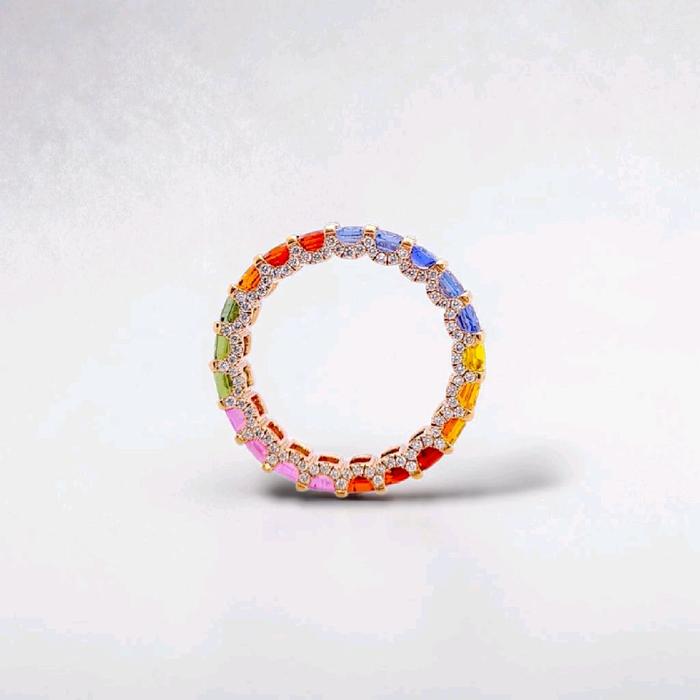 Rainbow Tennis Diamond Ring 18K / Diamond Jewelry / 119BC117000AB