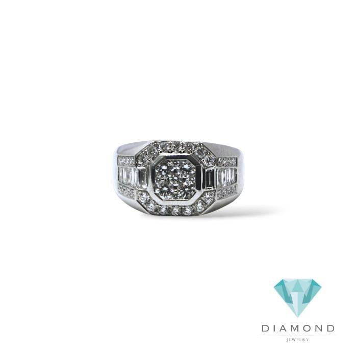 Cushion Diamond  Men's Ring 18k-Diamond Jewelry