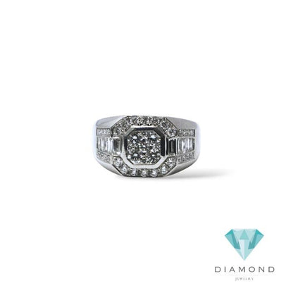 Cushion Diamond  Men's Ring 18k-Diamond Jewelry