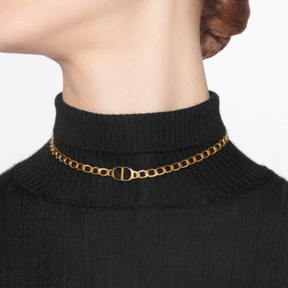 CD logo choker petit /large necklace 18k gold-Diamond Jewery