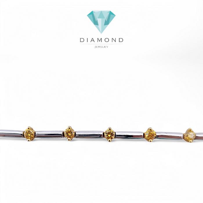 Diamond Bracelet Yellow Diamond tennis 18k white gold-Diamond Jewelry