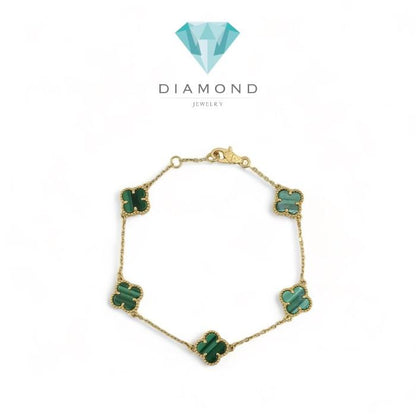 Sweet green malachite clover 18k-Diamond Jewelry