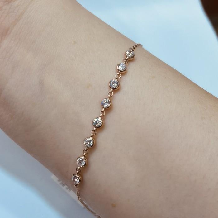 Dainty Bracelet 18K Gold And Sirkon -Diamond Jewelry-72GMS3WP-HT