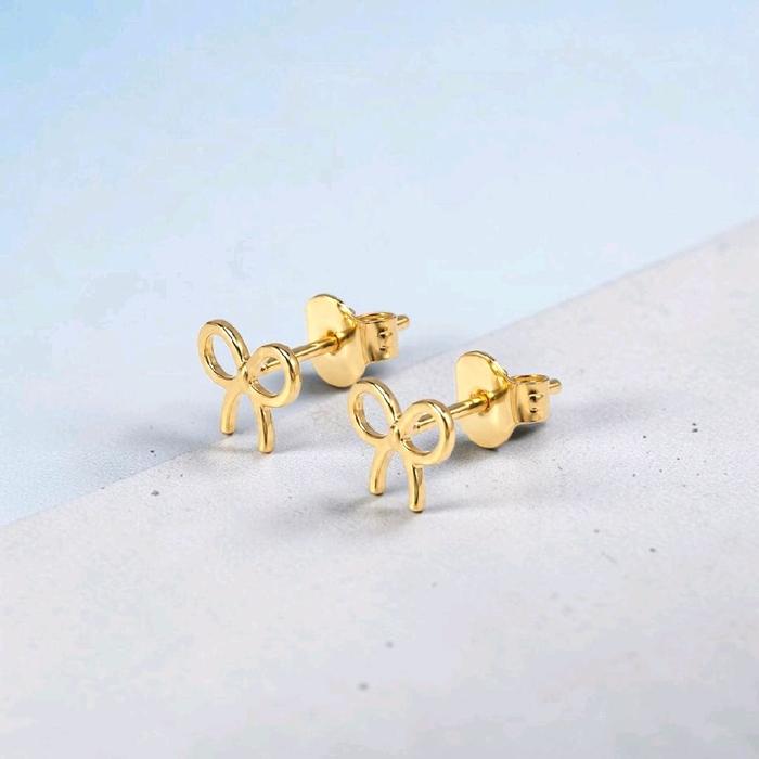 Ribbon Gold Kids Earring 16K / Anting Emas Anak Pita 16K / Diamond Jewelry / 438AMS050LS