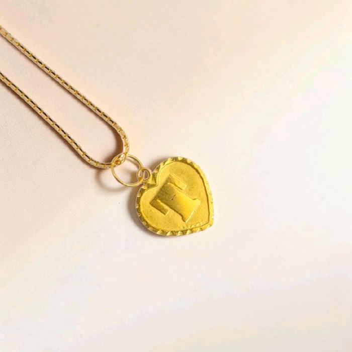 Gold Heart Pendants Letter T 23K / Liontin Hati Emas Huruf T 23K / Diamond Jewelry / 235LMSWP1