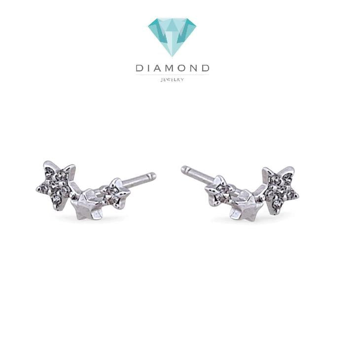 Triple Star Gold Earring 750K / Anting Emas Tiga Bintang 750K / Diamond Jewelry 407AMS102LS-HT