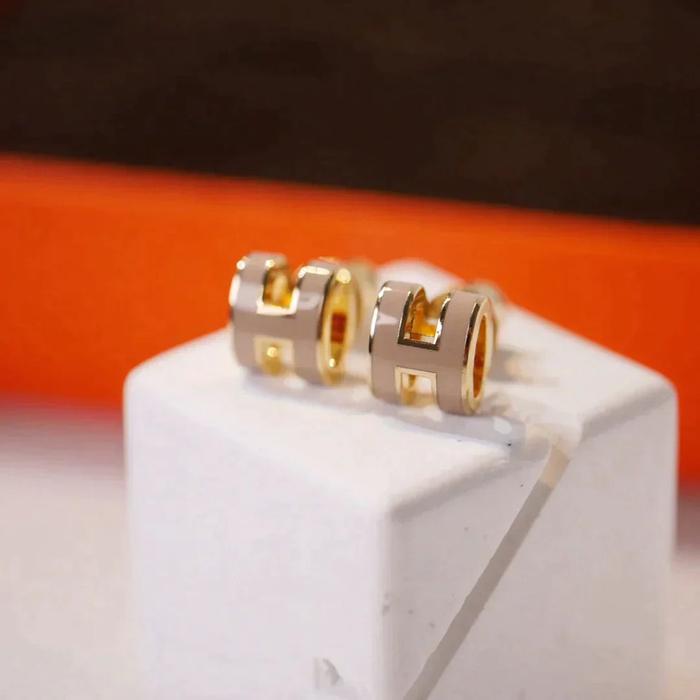 H pop mini earring khaki 18k-Diamond Jewelry-357ABD238RY