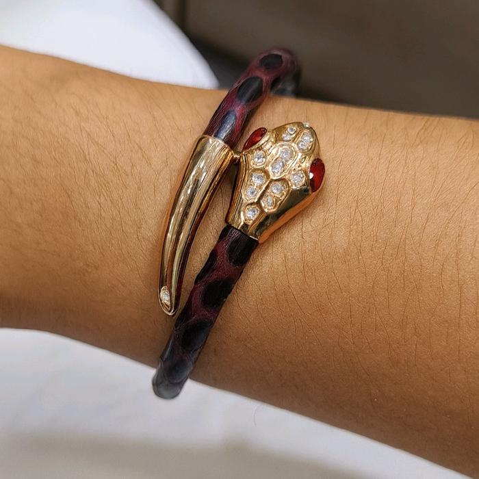 Ulo Serpenti Diamond leather Bracelet 18K / Gelang Berlian Ulo Serpenti 18K / Diamond Jewelry 1GBD15LSNEW - Gold-(SAMPLE-HT)