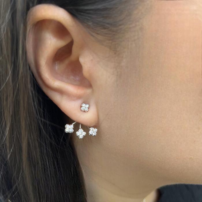 Giwang berlian jacket bunga 18k/diamond earring flower clover jacket 18k-Diamond Jewelry